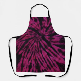 Delantal Patrón Retro Hippie Morado Rosa Negro Tie-Dye