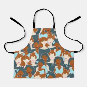 Delantal Patrón sin fisuras con chicas negros y chicas blan