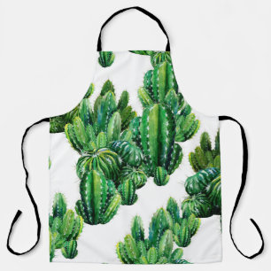 Delantal Patrón sin foco con acuarela de cactus. Cactus ill