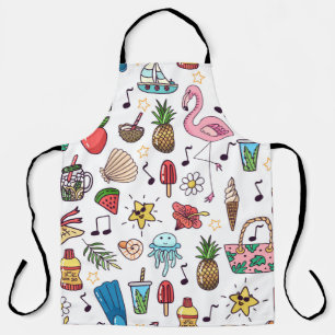 Delantal Patrón sin foco con elementos de verano. ilustrac