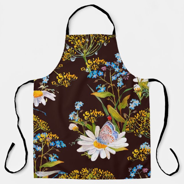 Delantal Patrón sin foco con flores silvestres (Anverso)