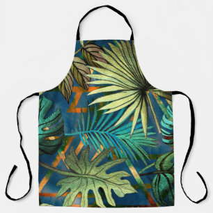 Delantal Patrón sin foco con hojas tropicales y geometri