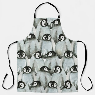 Delantal Patrón sin foco con pingüinos adorables.