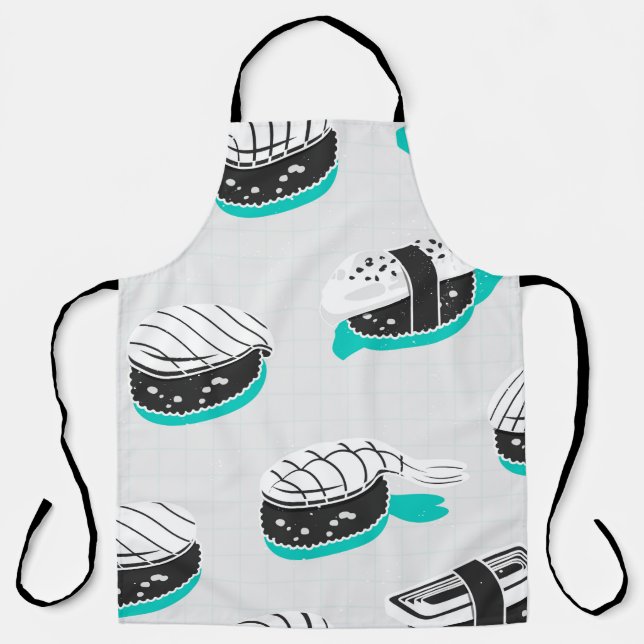 Delantal Patrón sin foco con sushi nigiri (Anverso)