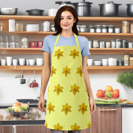 Delantal Patrón sin foco de flor de Daffodil Amarillo en Ap