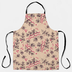 Delantal Patrón sin foco de flores y hojas. Ororfo floral