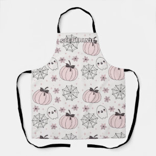 Delantal Patrón sin foco de Halloween rosa Pastel