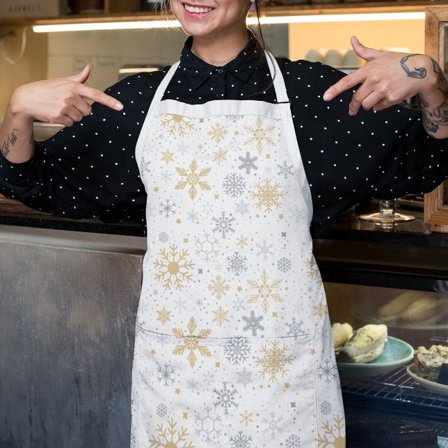 Delantal Patrón sin foco de nieve y círculo (Snowflake And Circle Seamless Pattern Apron)