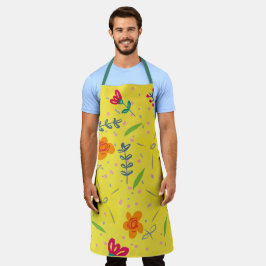 Delantal Patrón sin foco floral y hojas Apron
