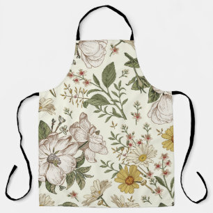 Delantal Patrón sin foco. Flujo aislado de florecimiento re