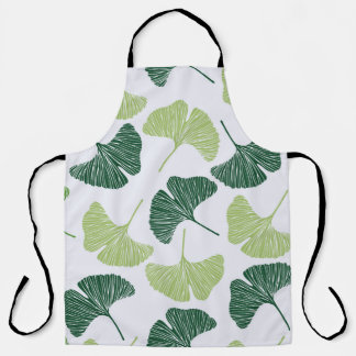 Delantal Patrón sin foco Ginkgo biloba verde 