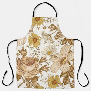 Delantal Patrón sin foco. Hermoso realismo rosa floreciente