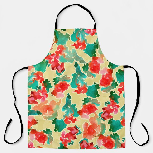 Delantal Patrón sin soldadura con flores abstractas dibujad (Anverso)