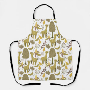 Delantal Patrón sin soldadura Giraffe amarillo fondo blanco