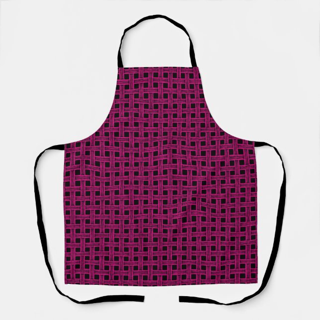 Delantal Patrón tejido rosa negro (Anverso)