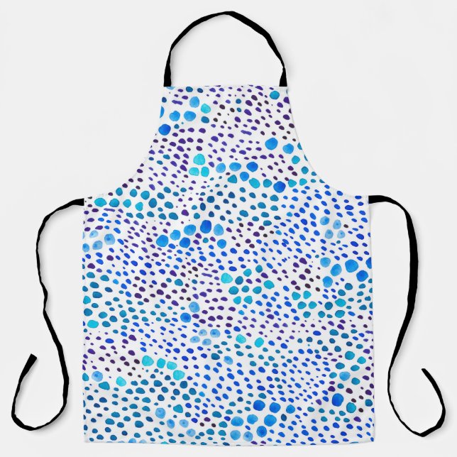 Delantal Patrón transparente de acuarela con manchas azules (Anverso)