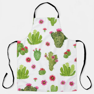 Delantal Patrón transparente de cactus pintados a mano con