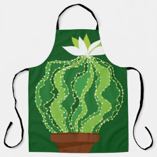 Delantal Patrón transparente de cactus verdes abstractos