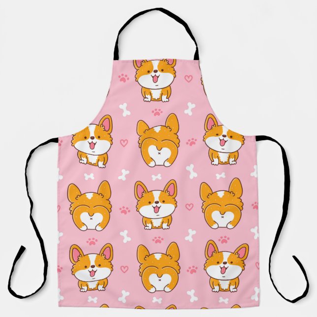 Delantal Patrón transparente de corgi feliz (Anverso)