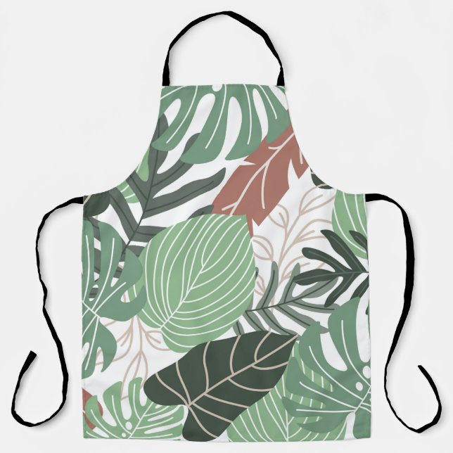 Delantal Patrón transparente de hojas tropicales de verano (Anverso)