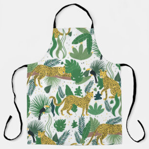 Delantal patrón transparente de leopardos en la jungla. Met