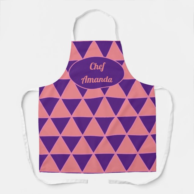 Delantal Patrón triangular moderno gráfico con nombre (Anverso)