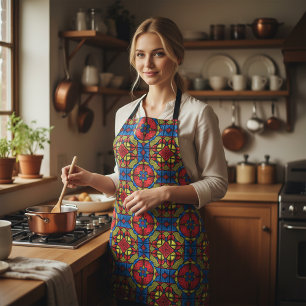 Delantal Patrón tribal africano amarillo rojo