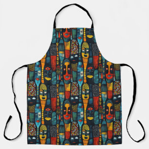 Delantal Patrón tribal africano con ídolos.