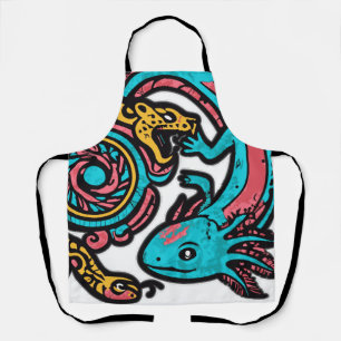 Delantal Patrón tribal azteca axolotl xolotl mitología boho