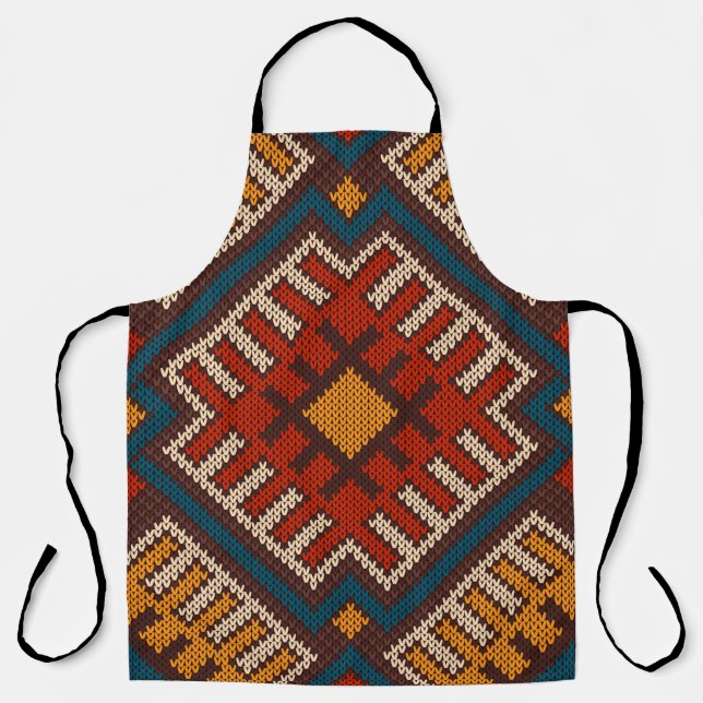 Delantal Patrón tribal azteca sin soldadura de punto de lan (Anverso)