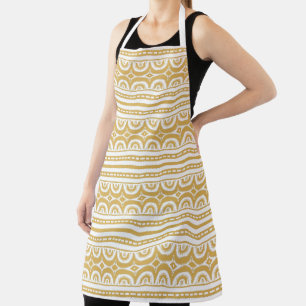 Delantal Patrón tribal blanco amarillo dorado africano