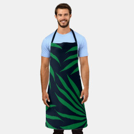 Delantal patrón tribal de hoja verde azul marino patrón afr