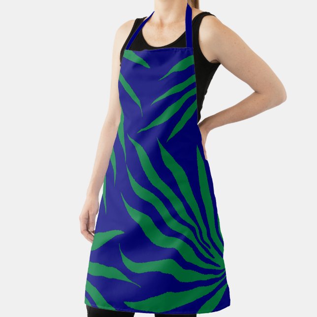 Delantal patrón tribal de hoja verde azul para África (in situ)