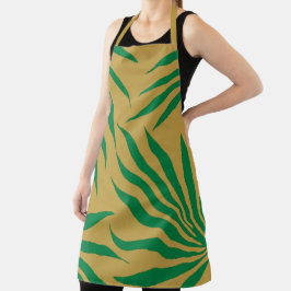 Delantal patrón tribal de hoja verde dorada amarillo África