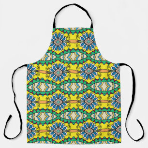 Delantal Patrón tribal floral, ornamental, dibujado a mano.