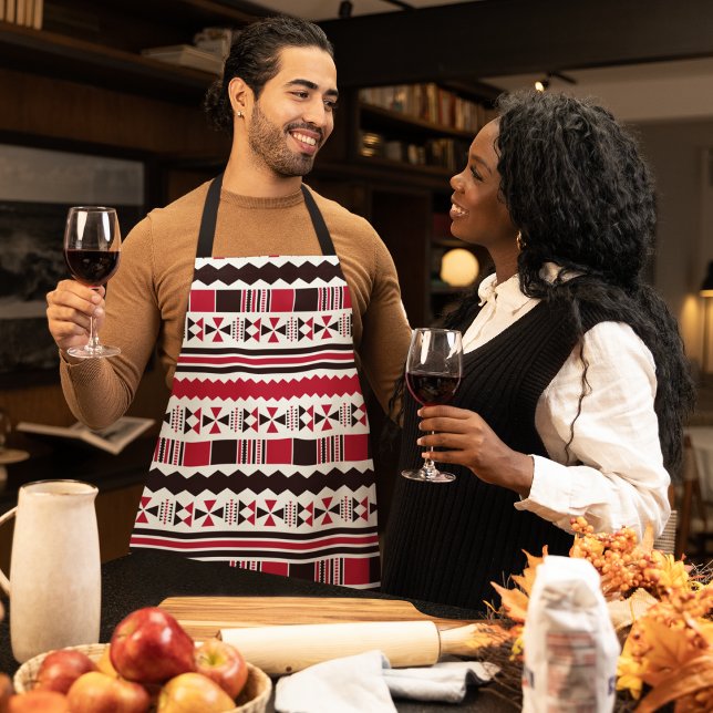 Delantal Patrón tribal rojo y negro (tribal pattern apron)