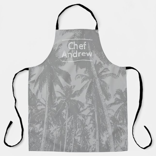 Delantal Patrón tropical con el nombre del jefe Apron (Anverso)