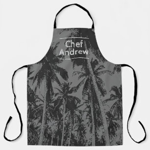 Delantal Patrón tropical con el nombre del jefe Apron