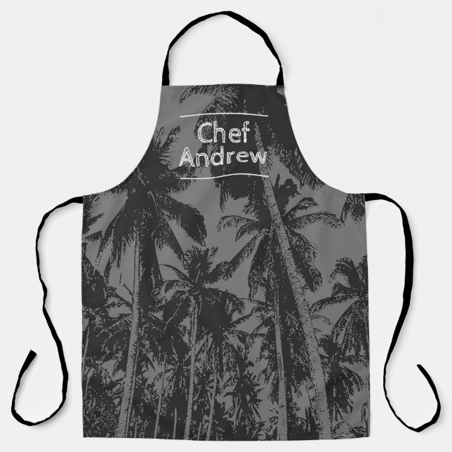 Delantal Patrón tropical con el nombre del jefe Apron (Anverso)