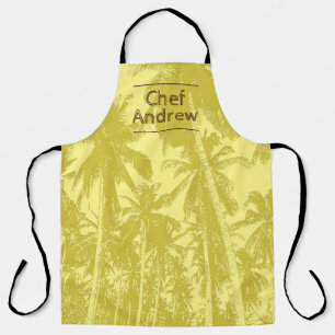 Delantal Patrón tropical con el nombre del jefe Apron
