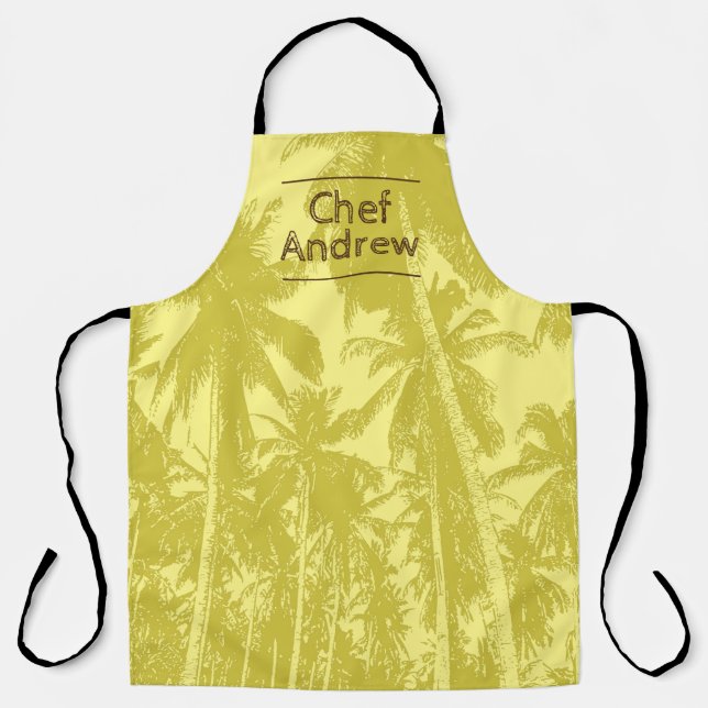 Delantal Patrón tropical con el nombre del jefe Apron (Anverso)