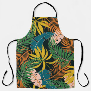 Delantal Patrón tropical fluido de verano con un amarillo b