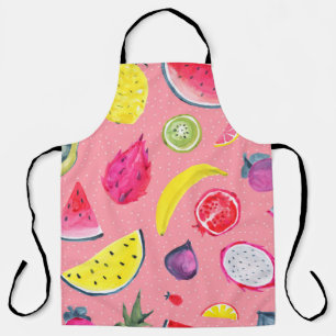 Delantal Patrón tropical sin foco de fruta exótica. Hand 