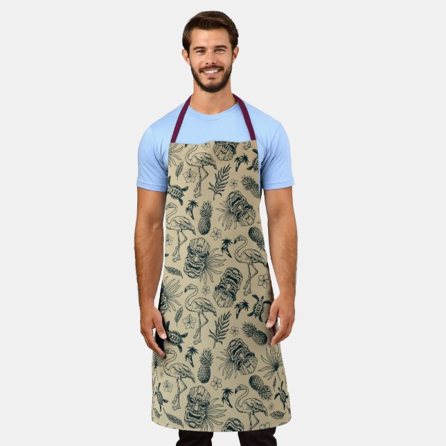 Delantal Patrón tropical vintage (Gastado)