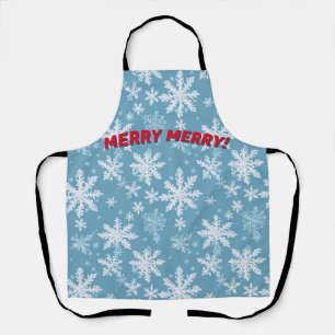Delantal Patrón verde azulado de copos de nieve