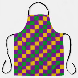 DELANTAL PATRÓN VERDE PURPLE VERDE AMARILLO MARDI GRAS COMP