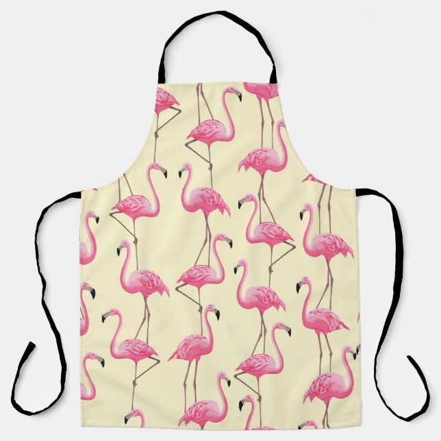 Delantal Patrón vertical Flamingo Realista (Anverso)