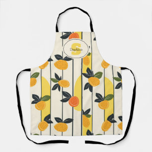 Delantal Patrón vibrante de cítricos con hojas verdes (2)