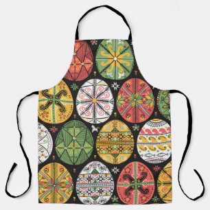 Delantal patrón vintage con pysanky. Patrón de huevos de 