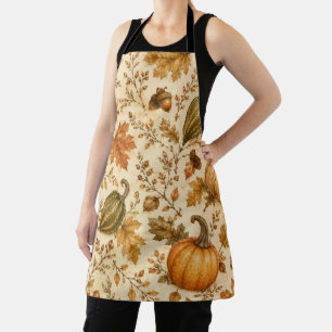 Delantal Patrón vintage de calabaza y verduras de otoño